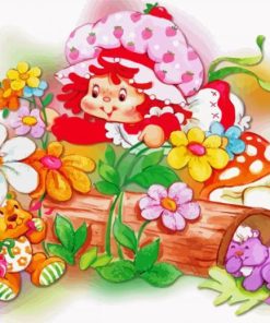 Vintage Strawberry Shortcake Picking Flowers Diamond Painting