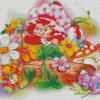 Vintage Strawberry Shortcake Picking Flowers Diamond Painting