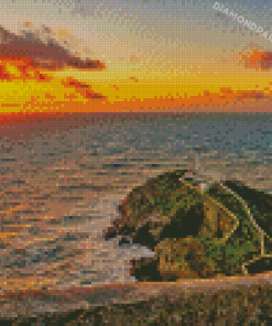 Wales South Stack Lighthouse Sunrise Diamond Painting