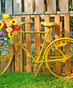 Yellow Bike And Flowers Diamond Painting