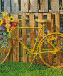 Yellow Bike And Flowers Diamond Painting