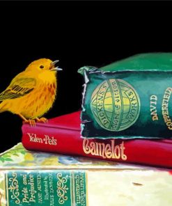 Yellow Warbler Bird On Books Diamond Painting