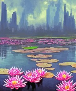 Aesthetic Pink River Lilies Diamond Painting