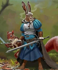 Rabbit And Squirrel Knight Diamond Painting