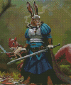 Rabbit And Squirrel Knight Diamond Painting