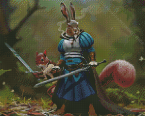 Rabbit And Squirrel Knight Diamond Painting