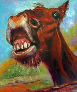 Brown Laughing Horse Diamond Painting