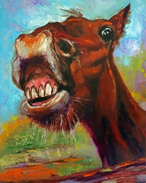 Brown Laughing Horse Diamond Painting