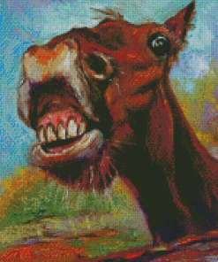 Brown Laughing Horse Diamond Painting