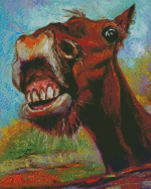 Brown Laughing Horse Diamond Painting