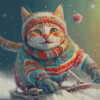 Cat Skating Diamond Painting