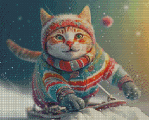 Cat Skating Diamond Painting