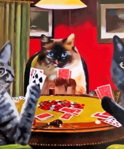 Cats Playing Cards Diamond Painting