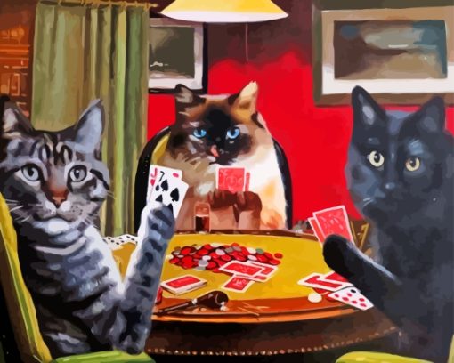 Cats Playing Cards Diamond Painting