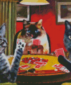 Cats Playing Cards Diamond Painting