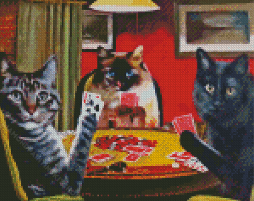 Cats Playing Cards Diamond Painting