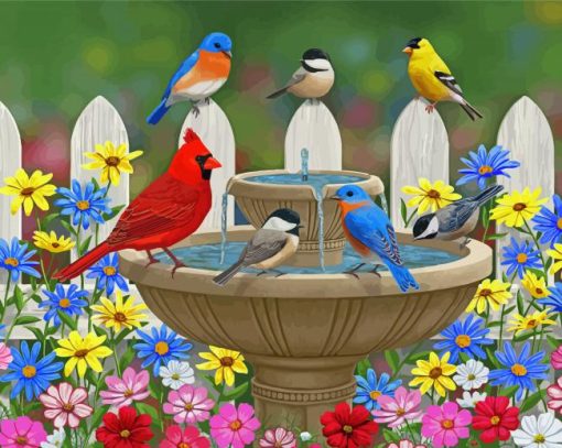 Colorful Birds And Gardens Diamond Painting