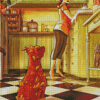 Dog In Kitchen Diamond Painting