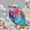 Floral Lilac Breasted Roller Diamond Painting