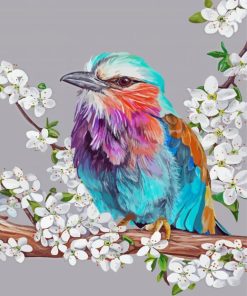 Floral Lilac Breasted Roller Diamond Painting