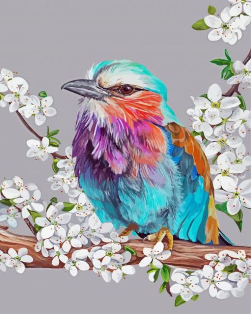 Floral Lilac Breasted Roller Diamond Painting