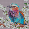 Floral Lilac Breasted Roller Diamond Painting