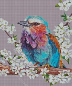 Floral Lilac Breasted Roller Diamond Painting