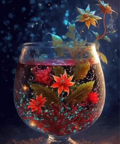 Floral Glass Cup Diamond Painting