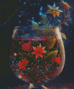 Floral Glass Cup Diamond Painting