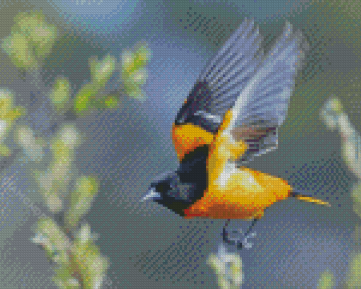 Flying Baltimore Oriole Diamond Painting