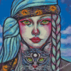 Girl And Cat Diamond Painting