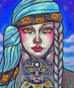 Girl And Cat Diamond Painting