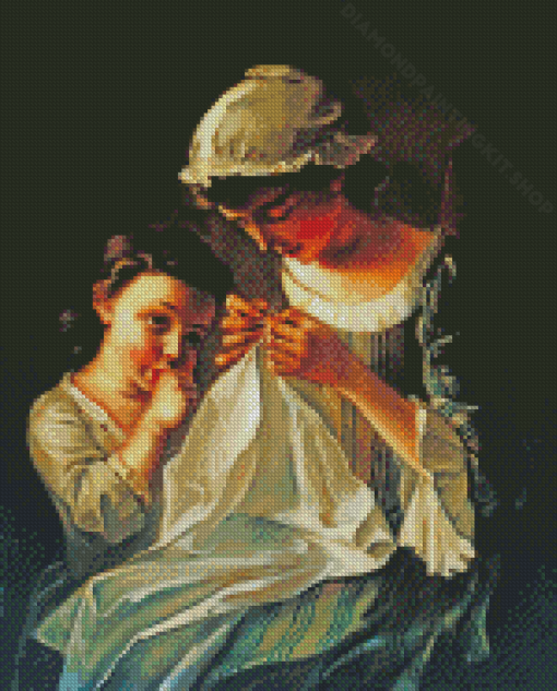 Girl Sewing Diamond Painting