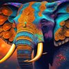 Golden Blue Elephant Diamond Painting