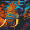 Golden Blue Elephant Diamond Painting