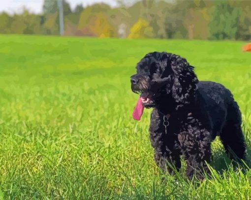 Happy Black Cockapoo Dog Diamond Painting