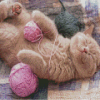 Kitten With Pink Yarns Diamond Painting