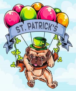 Leprechaun Dog With Balloons Diamond Painting