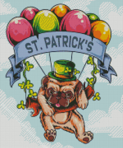 Leprechaun Dog With Balloons Diamond Painting