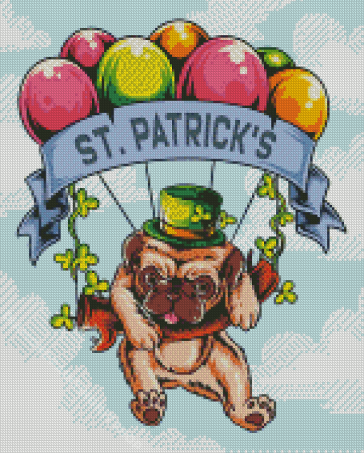 Leprechaun Dog With Balloons Diamond Painting