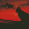 Lonely Cat Silhouette At Sunset Diamond Painting