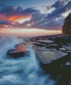 North Shore Rocks Minnesota Sunset Diamond Painting