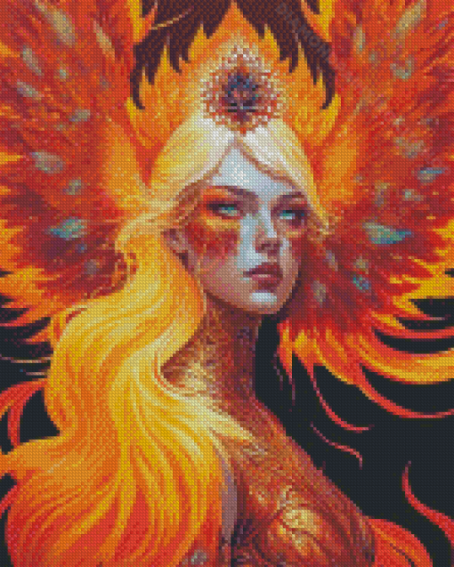 Orange Phoenix Queen Diamond Painting