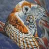 Owl Protecting A Baby Tiger Diamond Painting