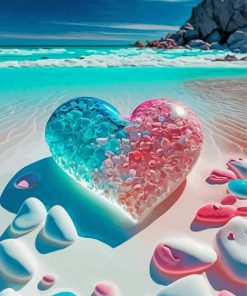 Pink And Blue Tropical Heart Diamond Painting