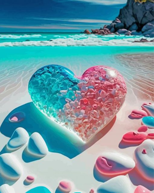 Pink And Blue Tropical Heart Diamond Painting