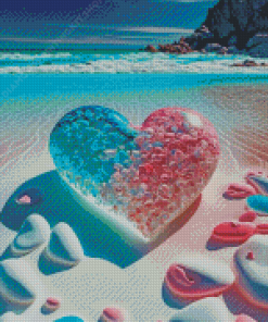 Pink And Blue Tropical Heart Diamond Painting