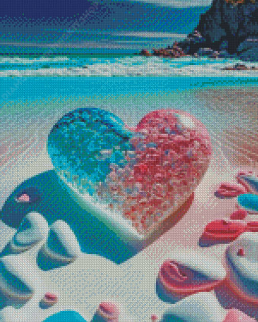 Pink And Blue Tropical Heart Diamond Painting