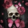 Pink Floral Skull And Butterfly Diamond Painting