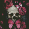 Pink Floral Skull And Butterfly Diamond Painting